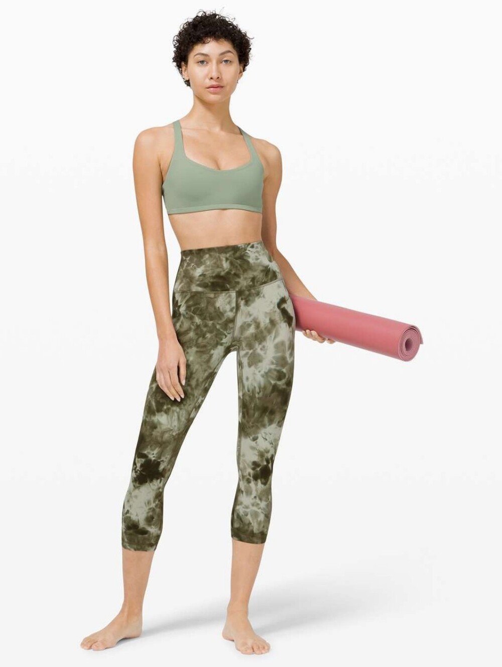 Lululemon Align Crop 21" *Diamond Dye Light Sage Army Green Dark Oli Size 2 EUC